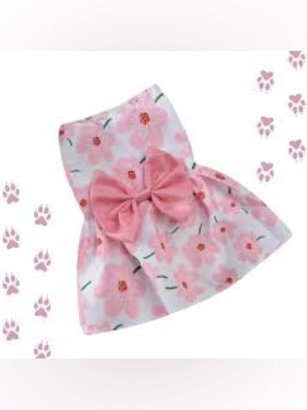 Dog Princess Dress Pet Skirt Cute Printed Bow Lace Dog Dress size M